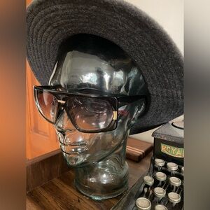 Vintage Italian Black and Pale Gold Oversized Sunglasses